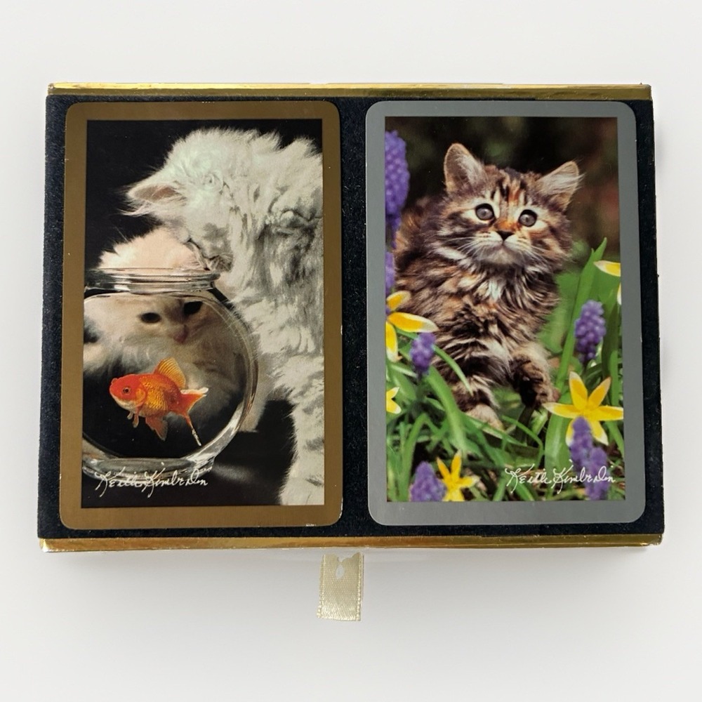 Vintage Congress Playing Cards Double Deck w Original Box 52/52 Cards Cats